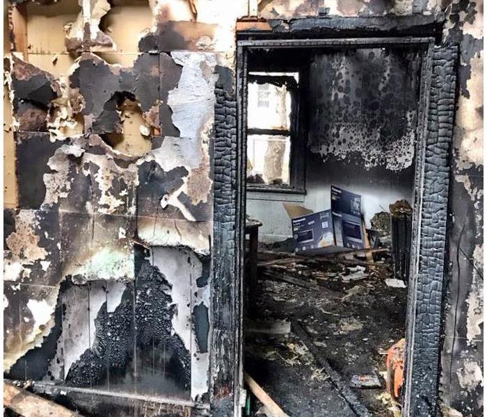 Door structure and wall burned